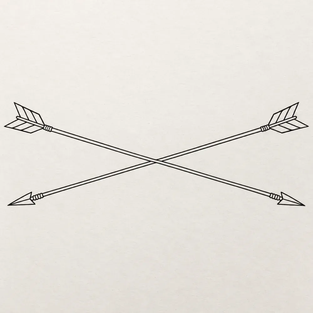 Two arrows crossing at a shallow angle, laid out wide and flat.
