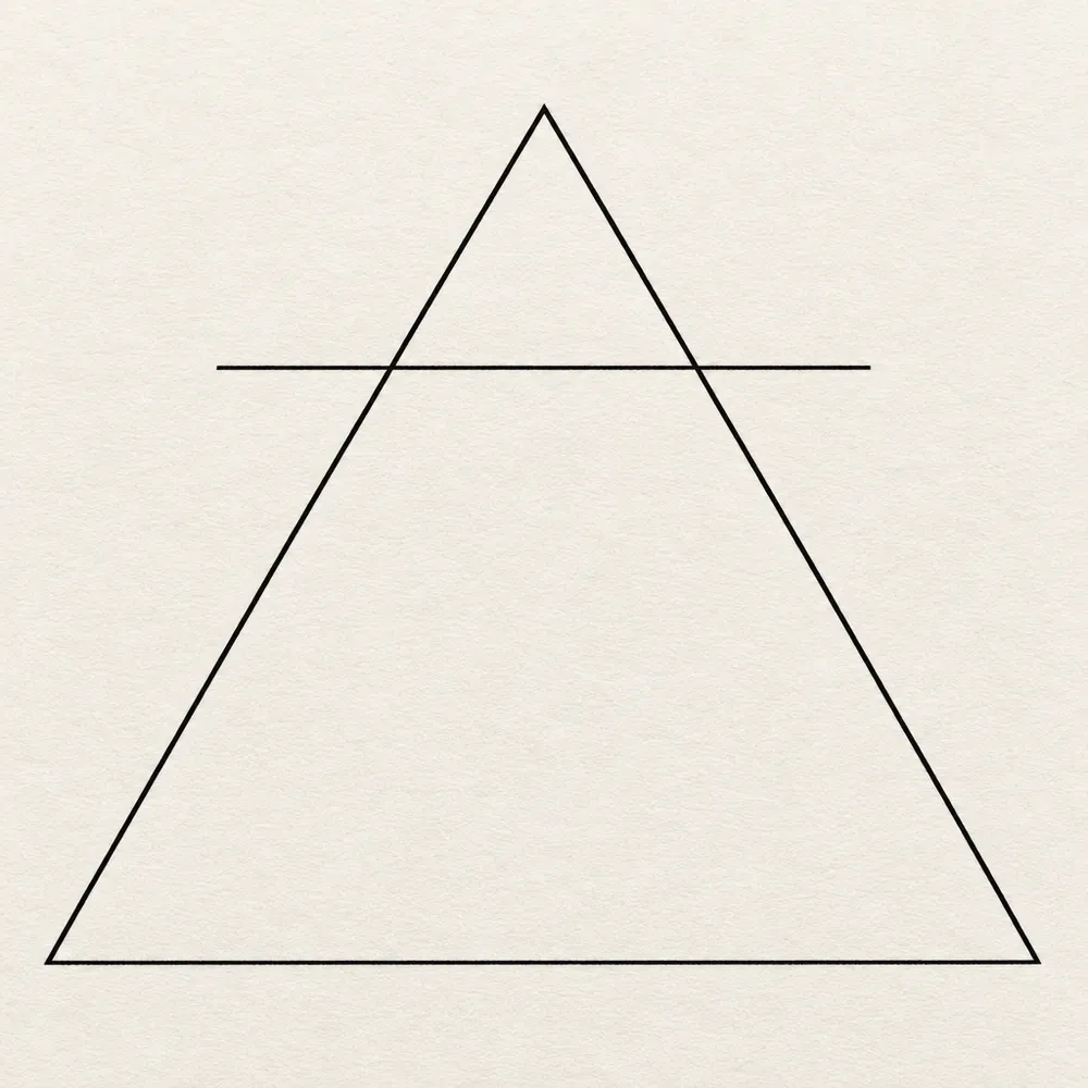 An outlined triangle crossed near the top by one straight horizontal line.